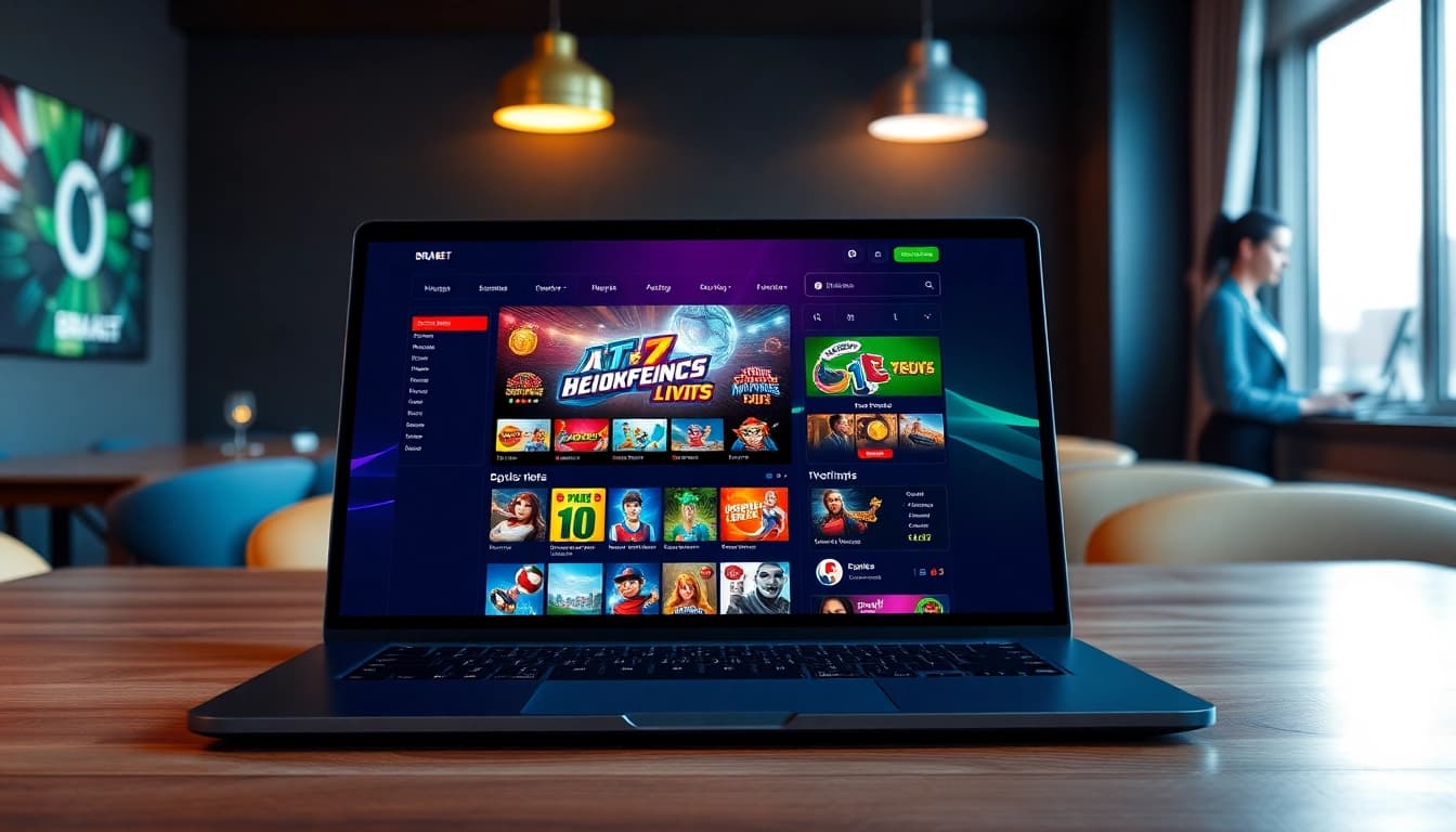BRABET online gambling platform interface demonstrating vibrant betting options and security features.
