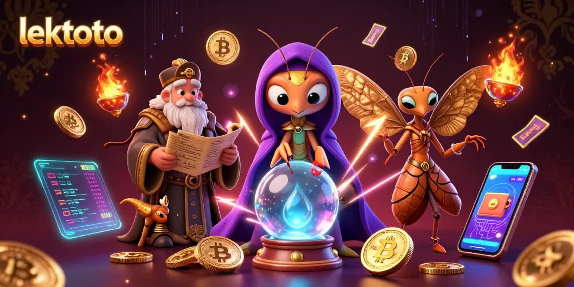 Experience lektoto through a mystical scene showcasing fortune tellers and crypto elements.