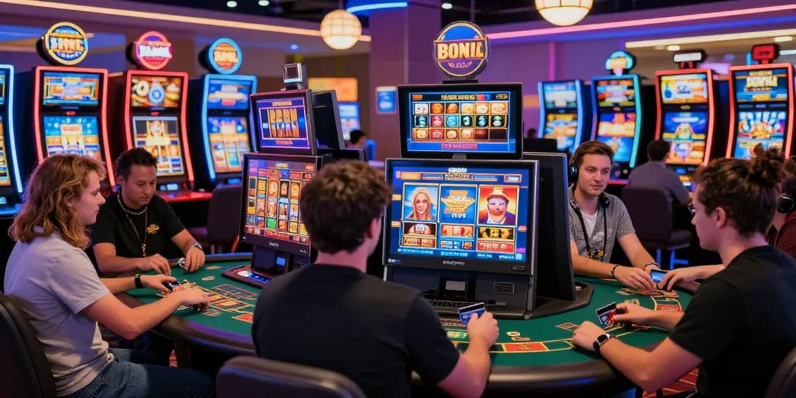 Diverse group of players in vibrant online gaming environment engaged in casinos that accept credit cards, highlighting excitement and accessibility in 2026.