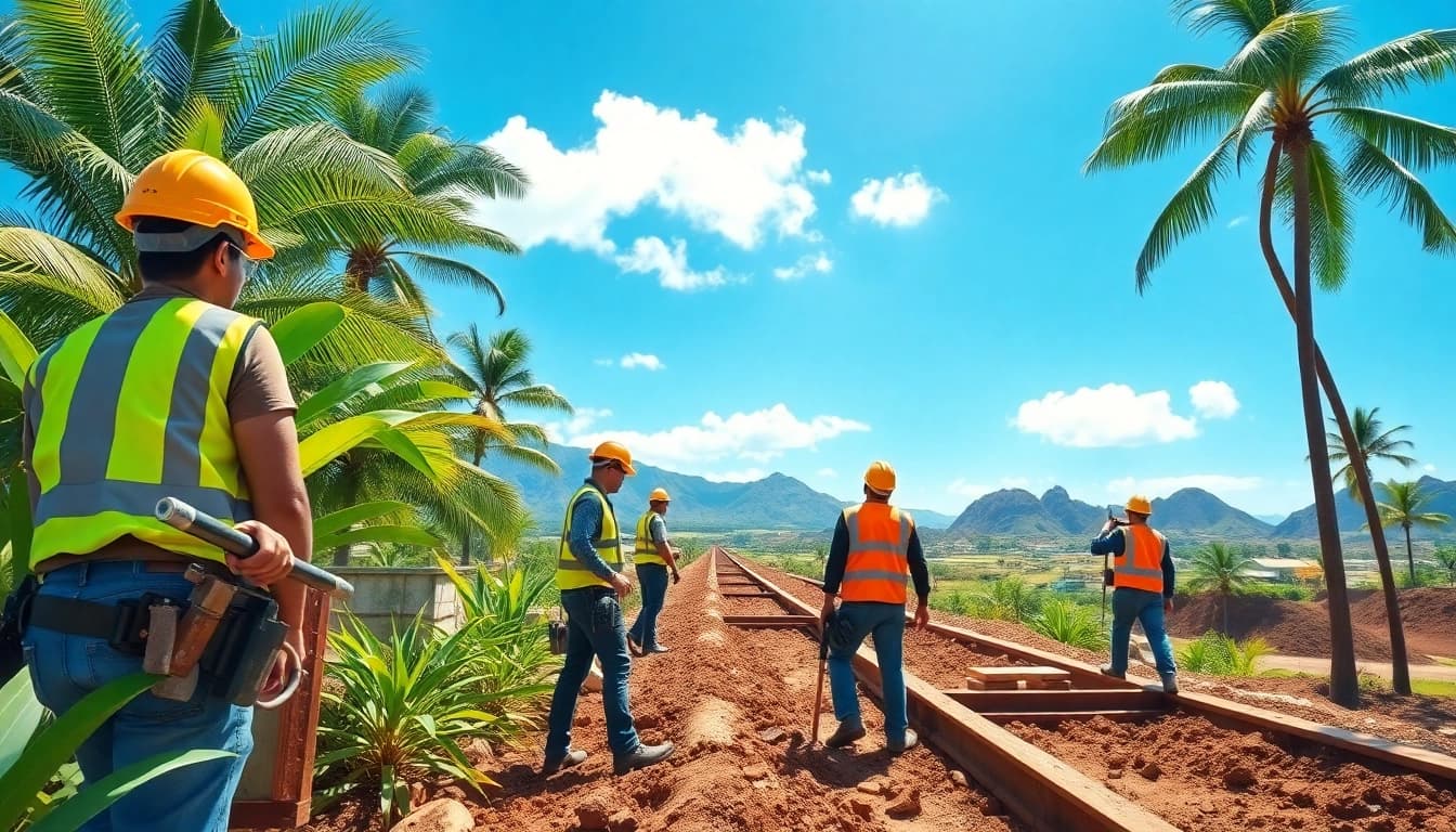 Hawaii construction news highlights workers actively building new projects on-site.