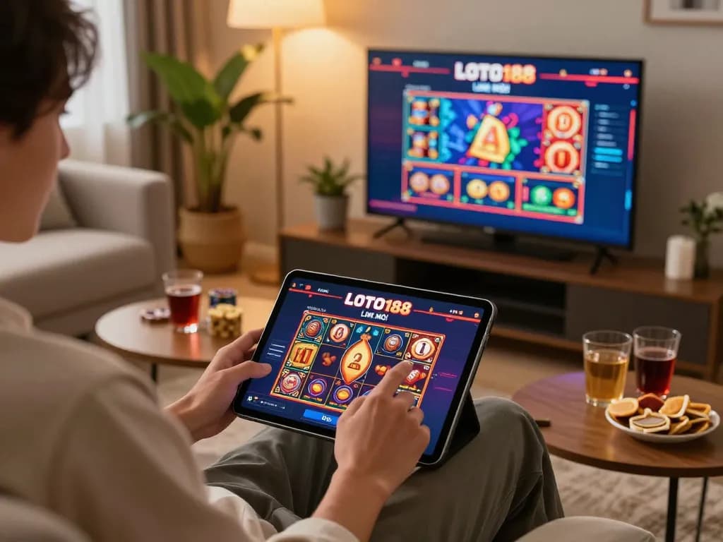 Engaging with LOTO188 LINK MỚI for online gaming on a cozy home setup.