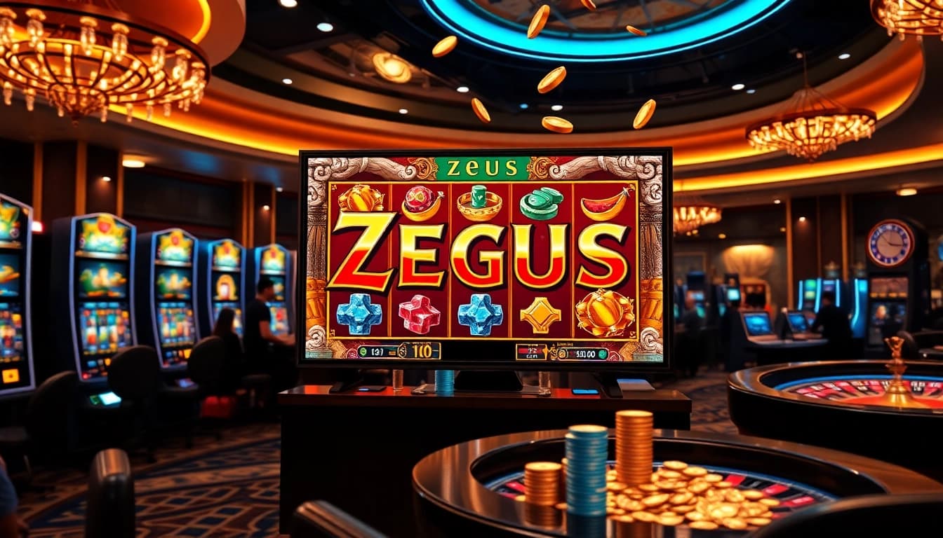 Experience thrilling action with slot zeus at an exciting casino scene, featuring jackpot wins and vibrant visuals.