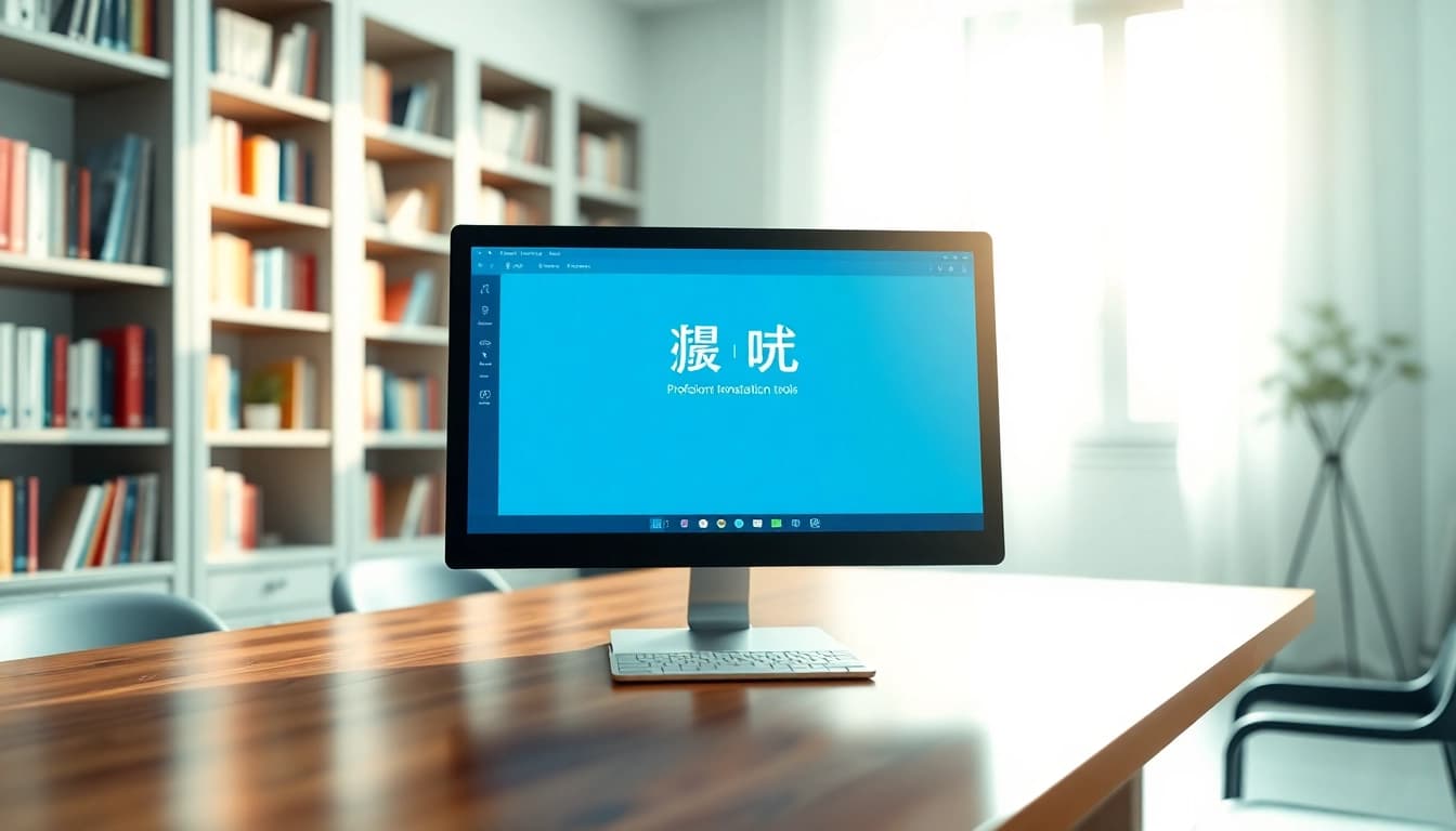 Utilize 有道翻译 on a modern workspace with translation tools and language resources.