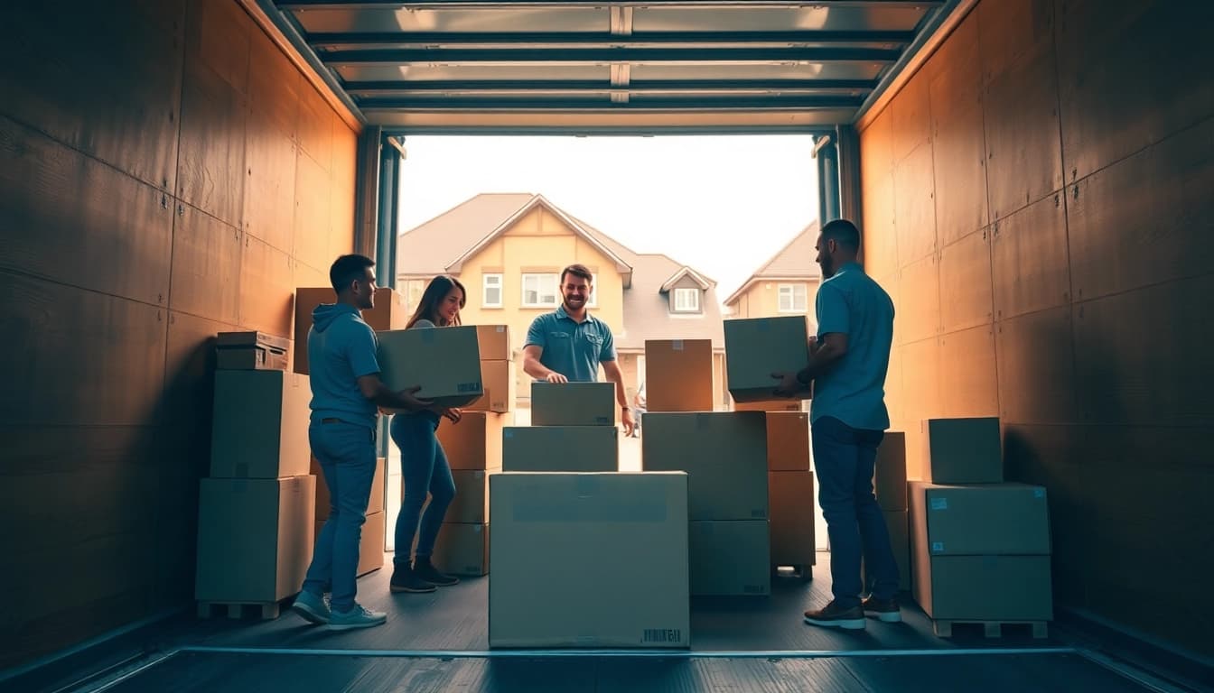 Engaging removals company Cheltenham team efficiently packing and loading for a move.