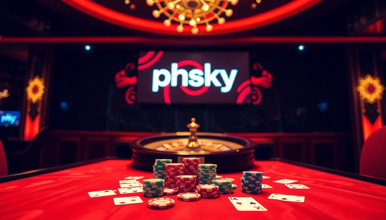 Experience the excitement of phsky casino with vibrant gaming tables, cards, and roulette.