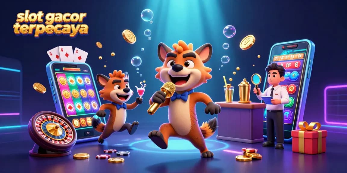 Experience the thrill of slot gacor terpercaya with lively hyenas in a vibrant casino scene.
