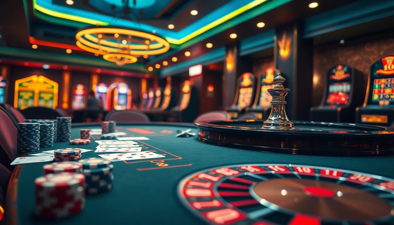Experience the thrill of rebahin as you play at a luxurious casino table with cards and chips.