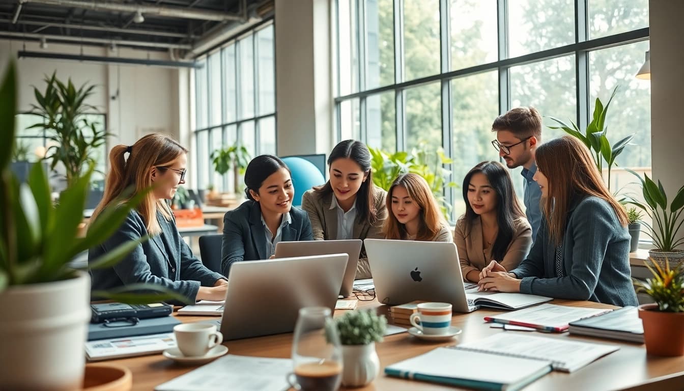 Capture a creative meeting at https://editorial.com.ua featuring a professional team in a modern office.