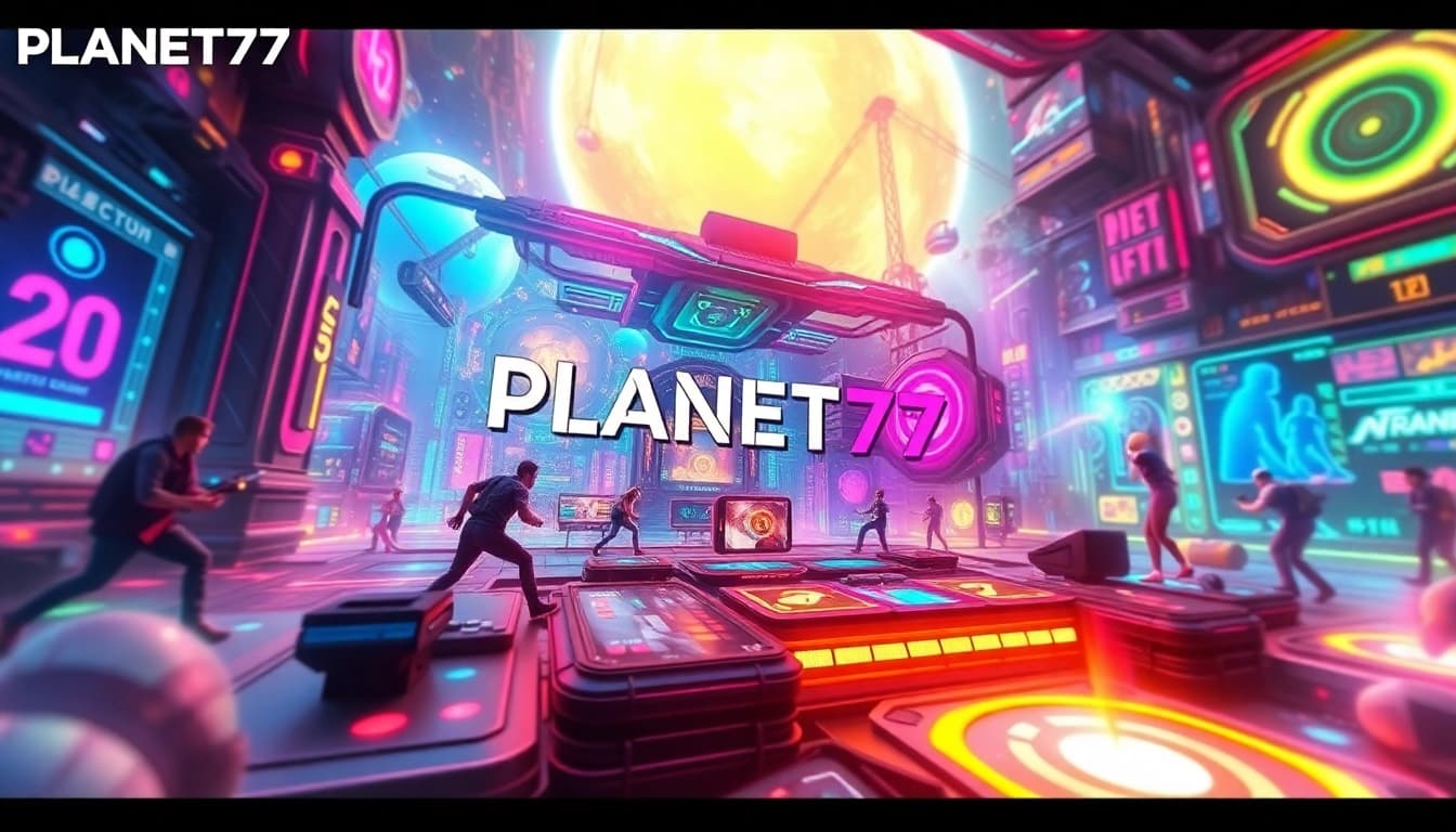 Main screen dari PLANET77 game saat pemain bersenang-senang di dunia permainan interaktif.
