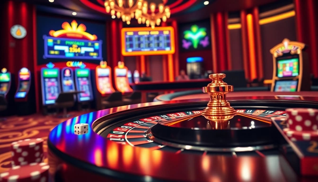 CK444 online casino scene showcasing roulette, poker chips, and engaging live dealer action.