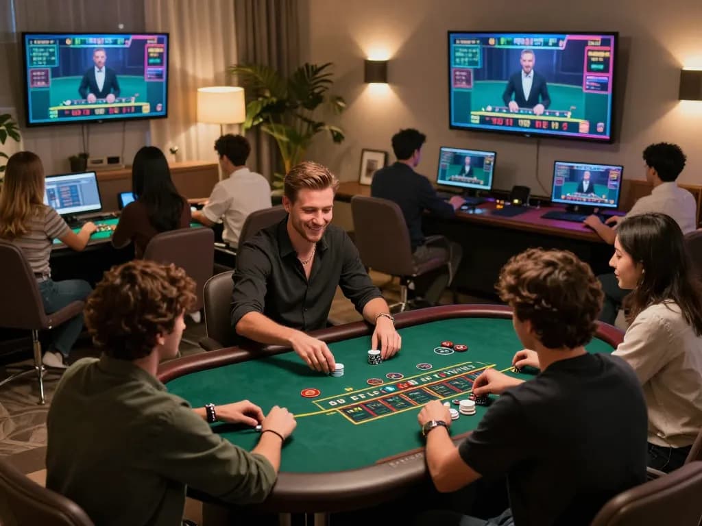 FB88 players engaging in live dealer blackjack from home, capturing excitement in online gameplay.