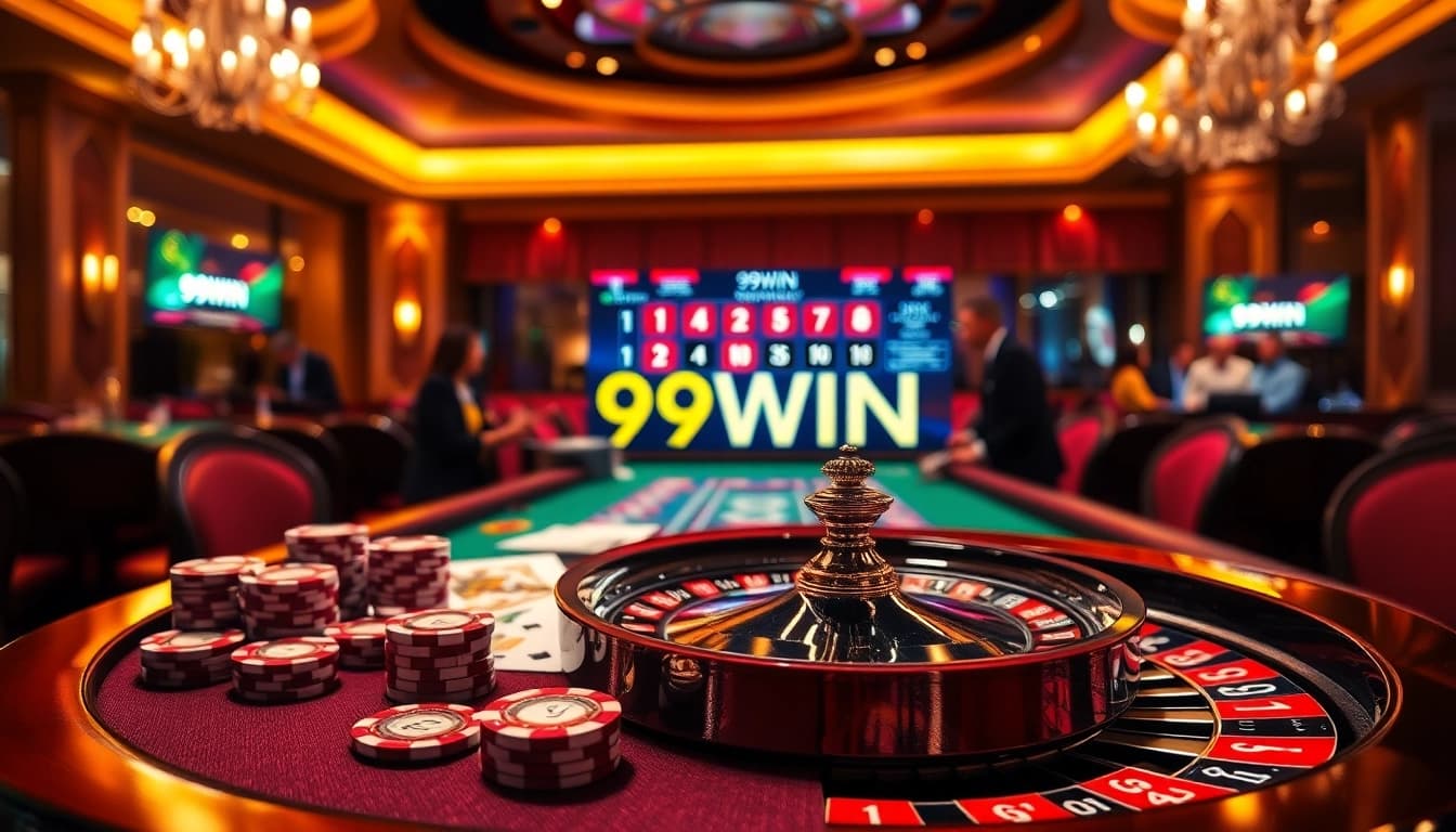 Experience thrilling action at 99WIN with high-stakes poker chips and elegant gaming tables.