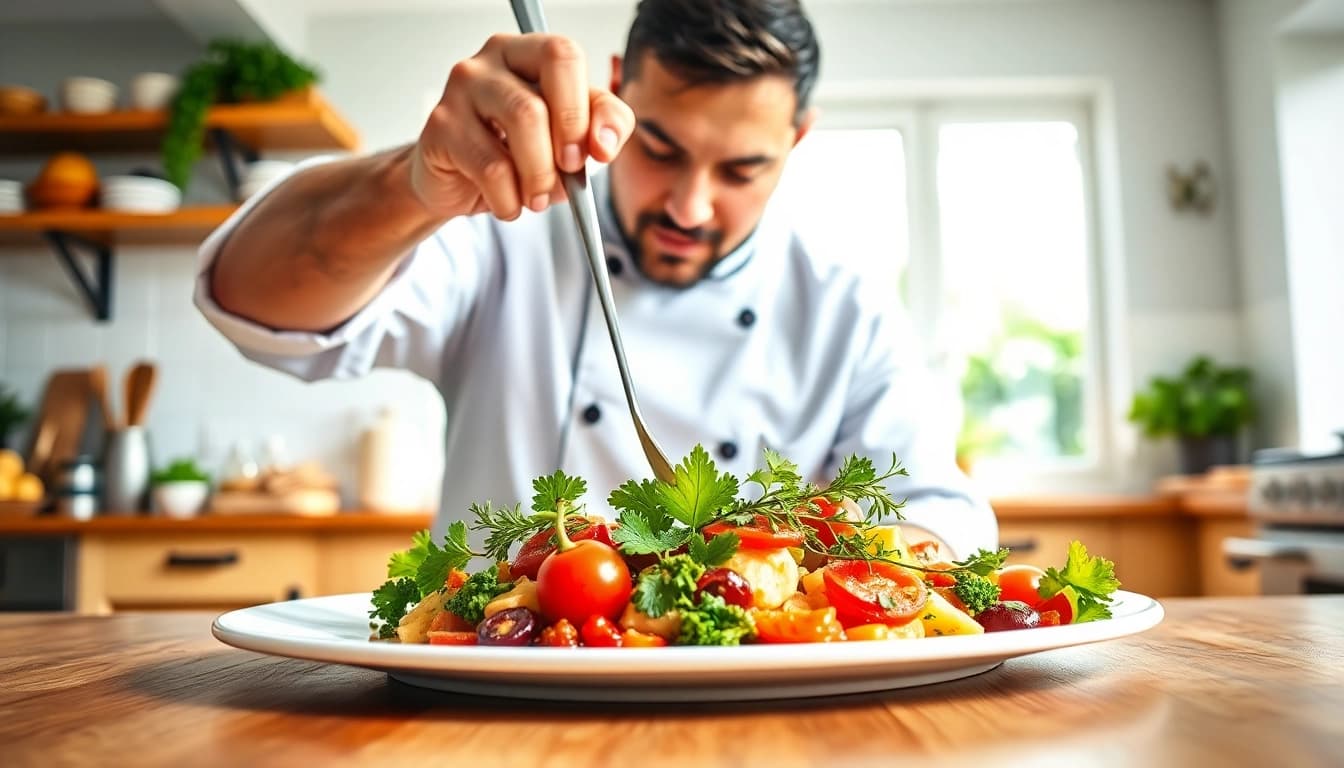 Kochen mit Leidenschaft auf https://foodies-magazin.de in einer hellen, einladenden Küche.