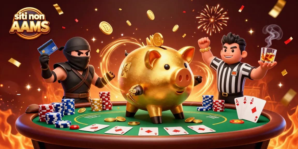Gioca nei migliori siti non AAMS con un enorme maiale dorato e carte da poker, ricco di pezzi d'oro