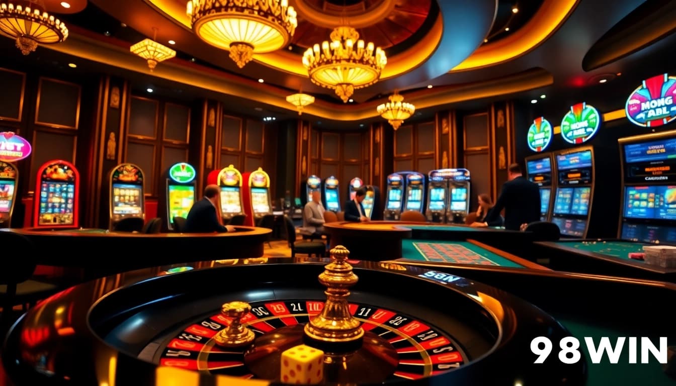 Experience the thrill at 98WIN with players enjoying vibrant casino action.