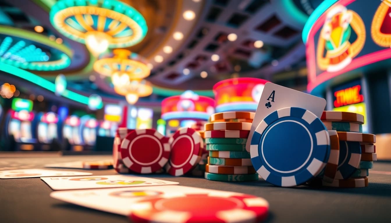 Engaging scene of best csgo gambling sites with vibrant casino elements and lively atmosphere.