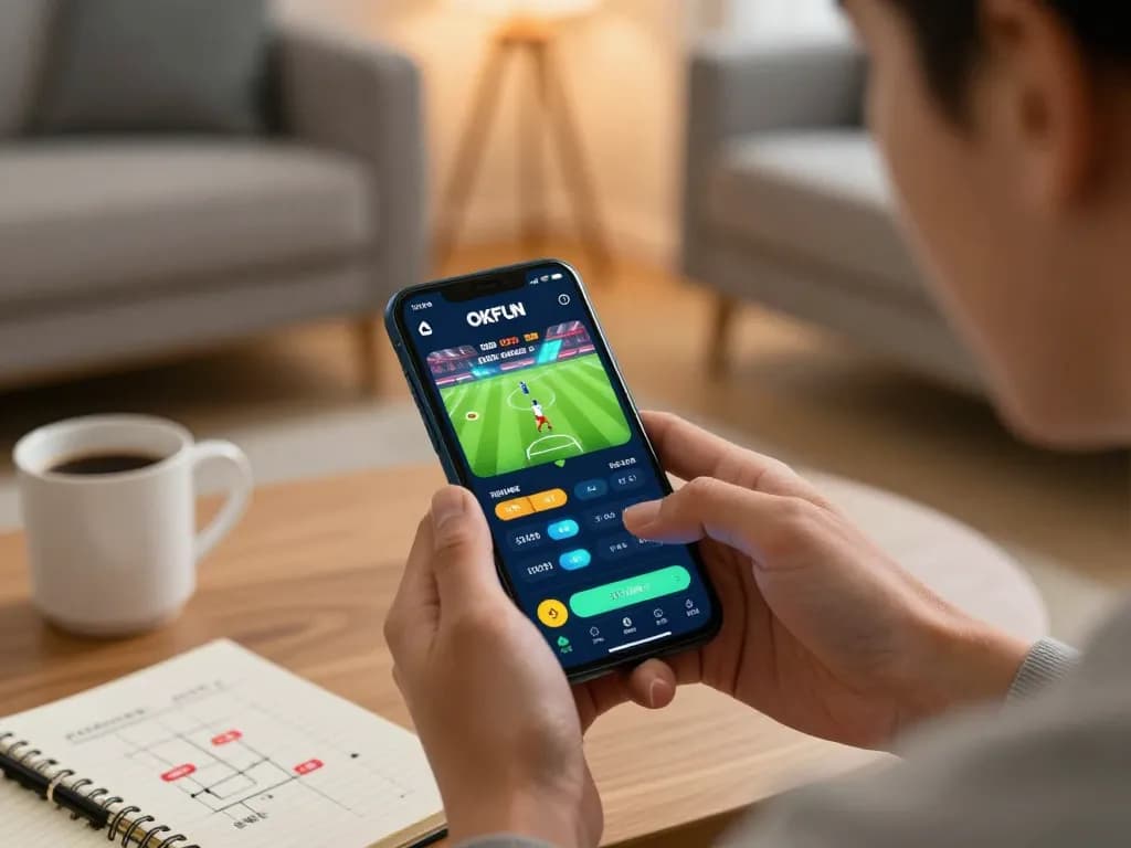 Experience sports betting excitement with OKFUN app showcasing real-time action.