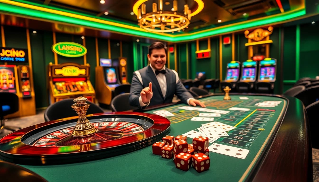 Experience thrilling gameplay at Fun88 with vibrant casino tables, lively dealers, and exciting slot machines.