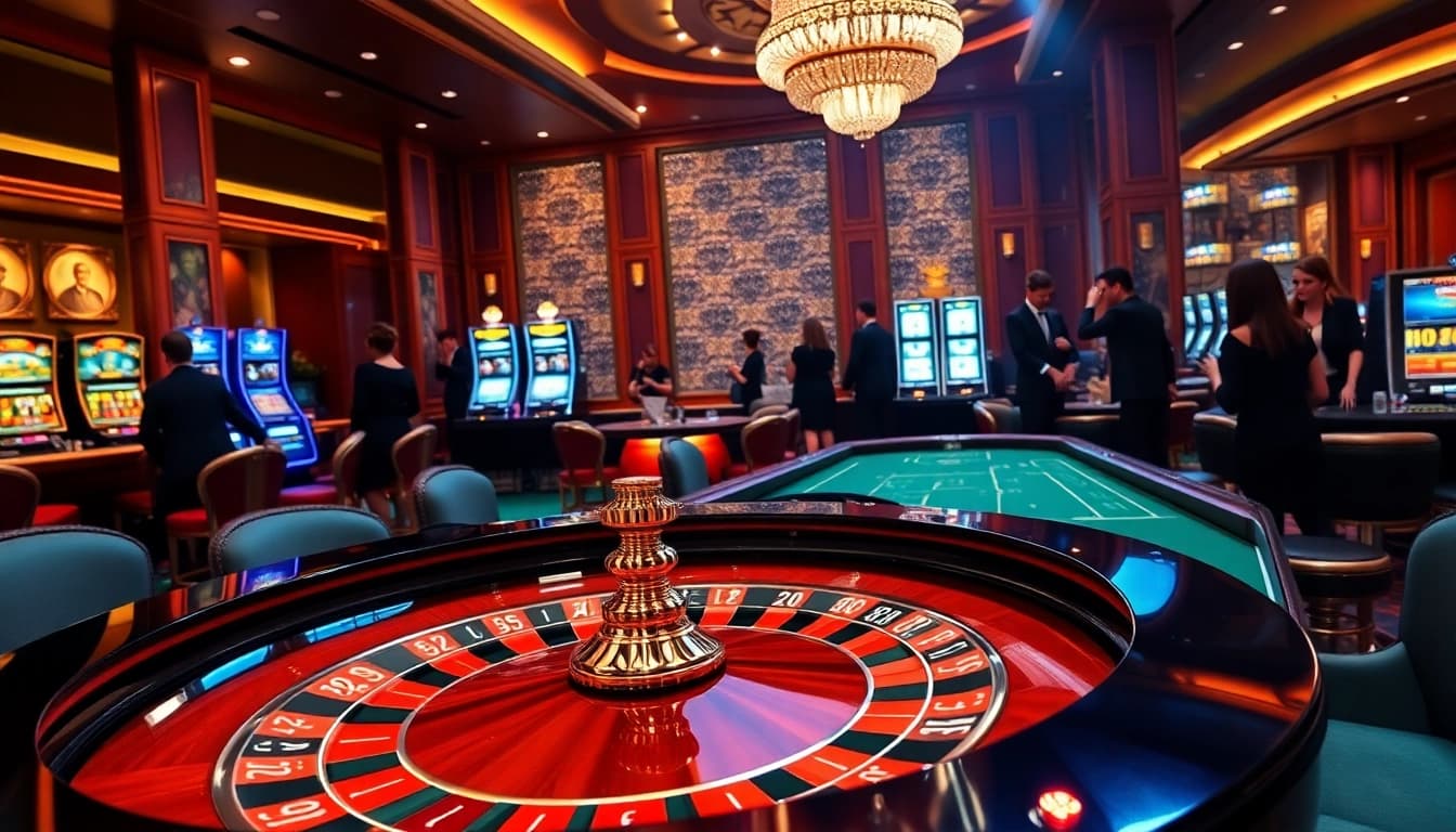 Players enjoying exciting games at a luxurious casino environment, featuring elements related to https://tr88.work/.