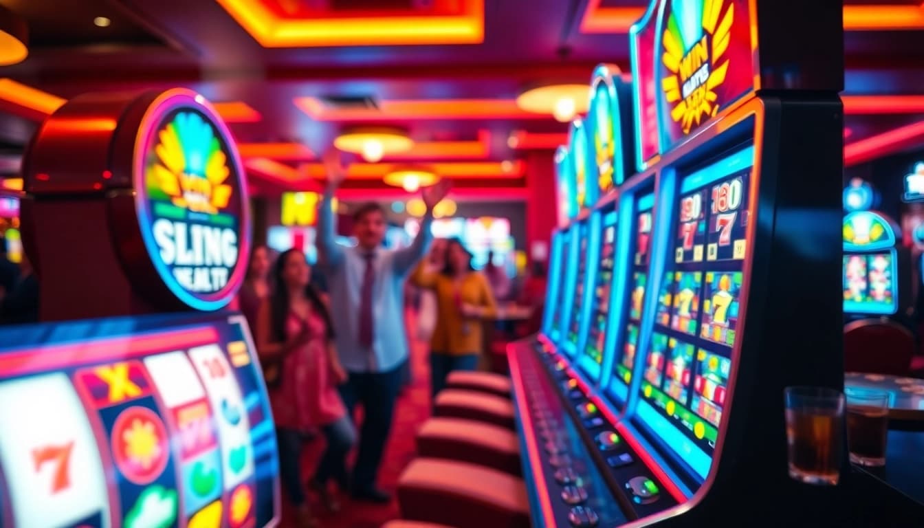 Menangkan permainan slot depo 1k dengan mesin slot yang penuh warna dan pemain yang ceria.