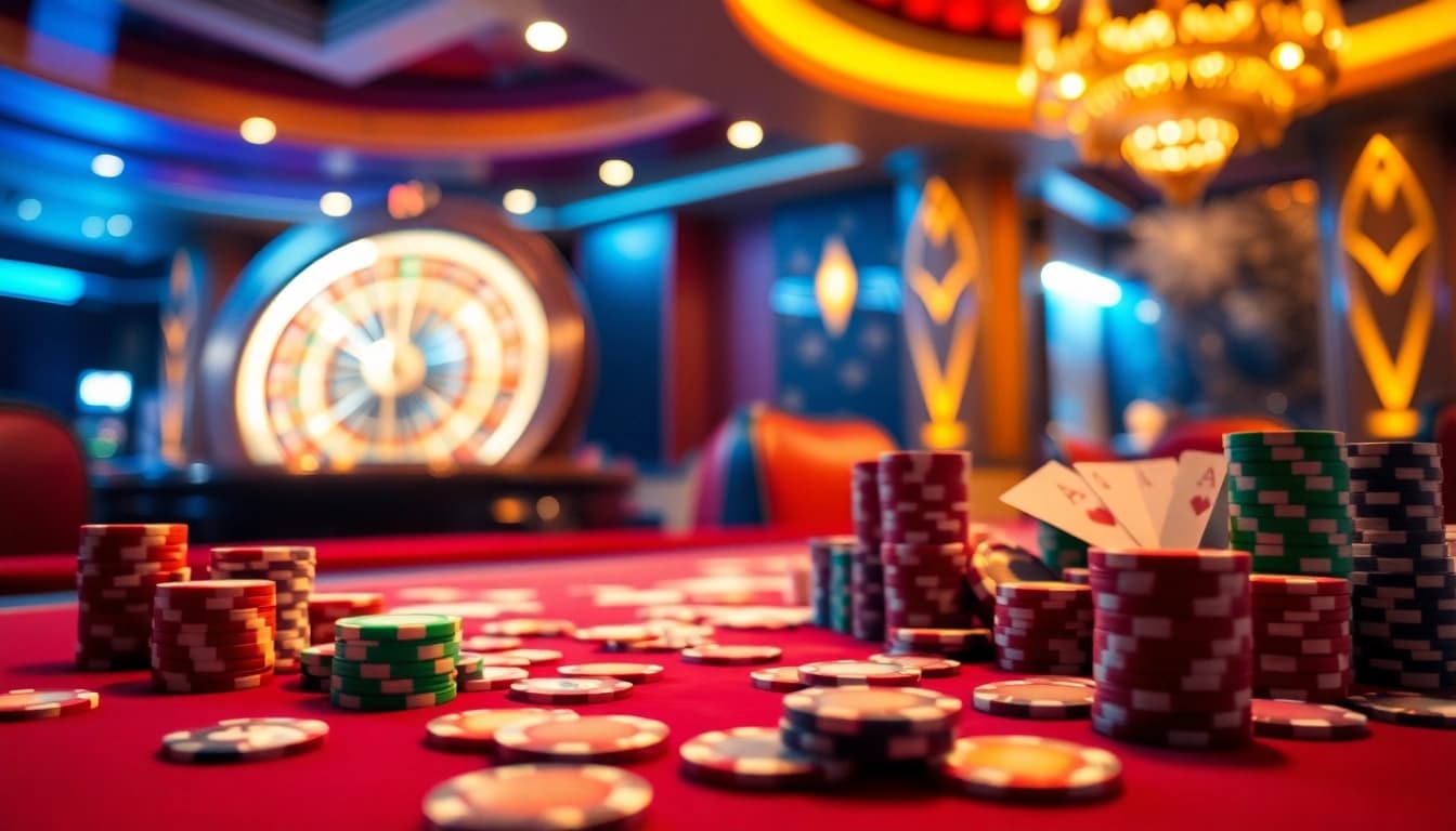 Engaging scene of a casino table with poker chips and adult-themed visuals in a porn game.
