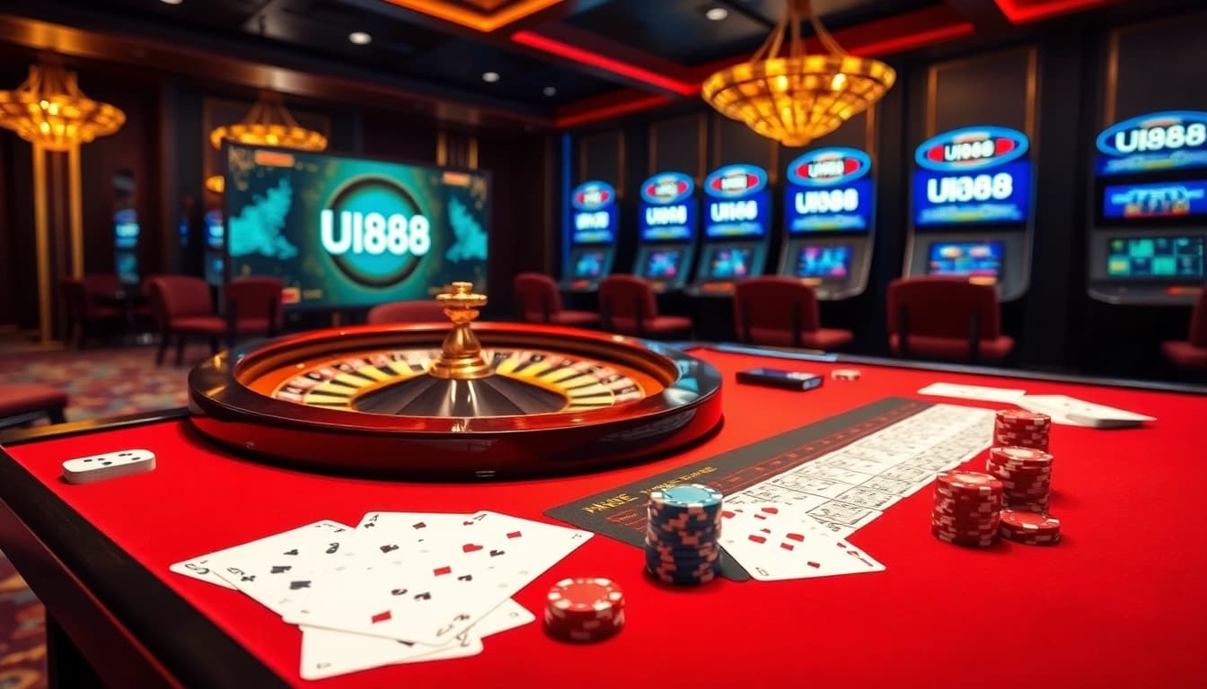 Experience the excitement of UU88 with vibrant casino tables and interactive gaming elements.