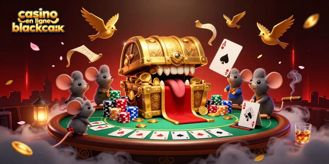 Profitez de l'excitation du casino en ligne blackjack avec cette illustration vibrante et riche en détails.