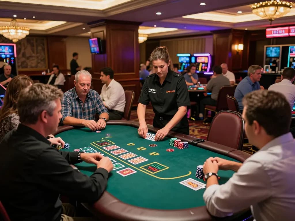 Players strategizing in a lively blackjack game at TR88 casino, highlighting strategic gameplay.