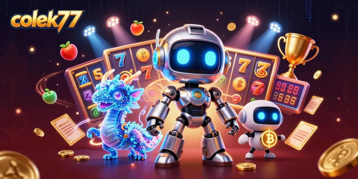 Engage with colek77 in an exciting online slot adventure featuring vibrant 3D characters and elements.