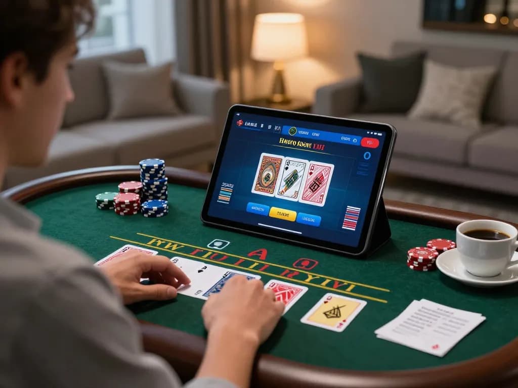 Player engaging in live dealer blackjack game on their tablet at rr88