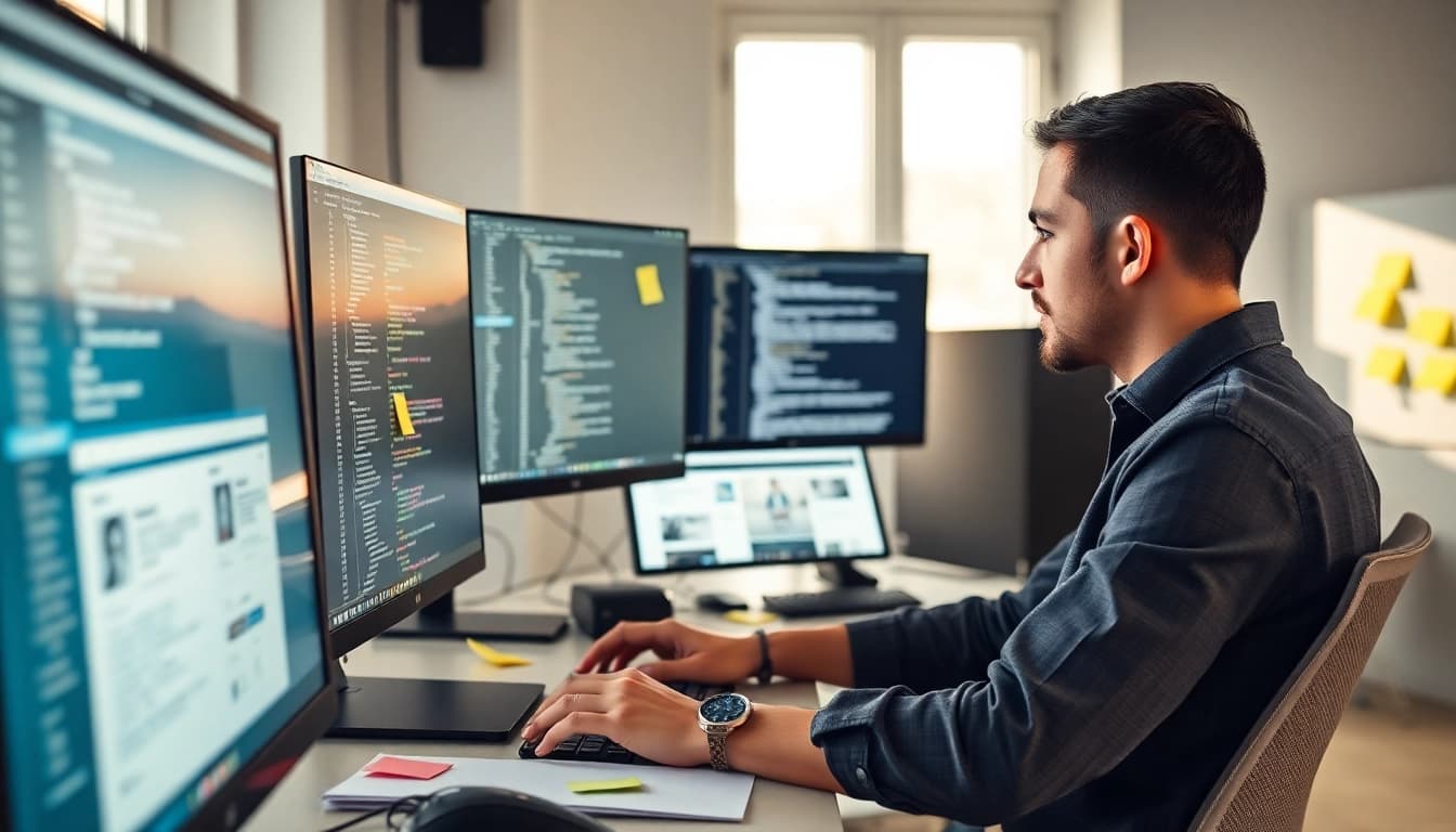 Engaging with unlimited WordPress tasks through creative design at a modern workspace.