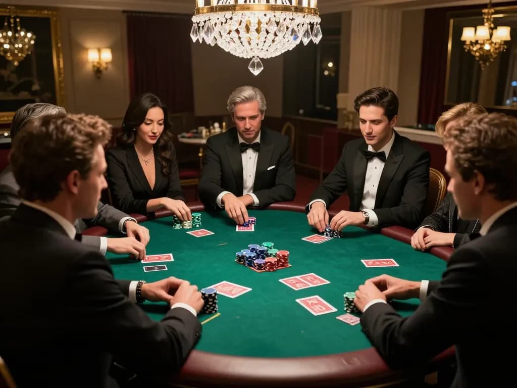 Engaged players strategizing in a high-stakes poker game at SC88, showcasing intense gameplay and a vibrant atmosphere.