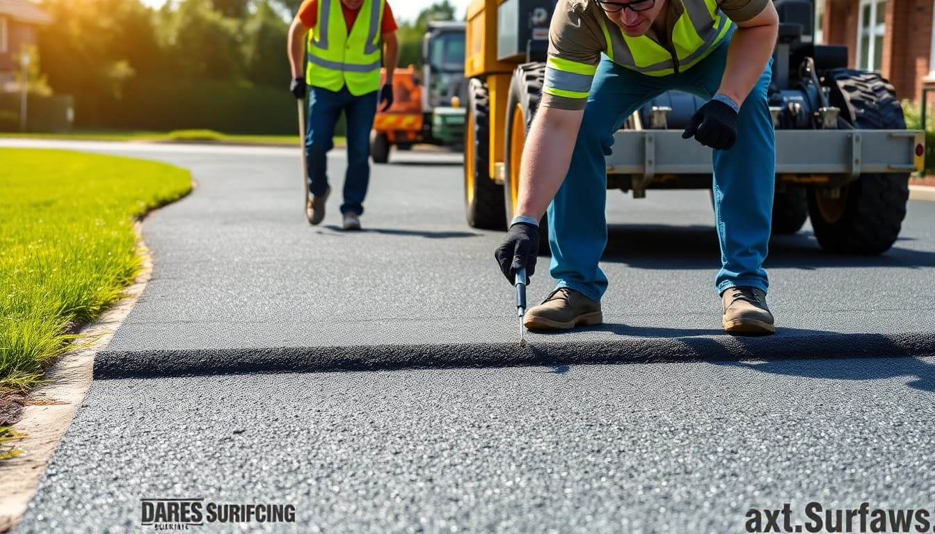 Dares Surfacing workers installing high-quality asphalt for driveways.