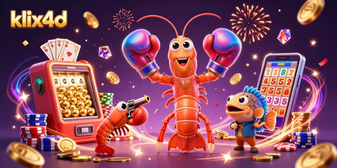 Permainan lotere klix4d dengan karakter karang dan udang, menarik perhatian pemain baru.