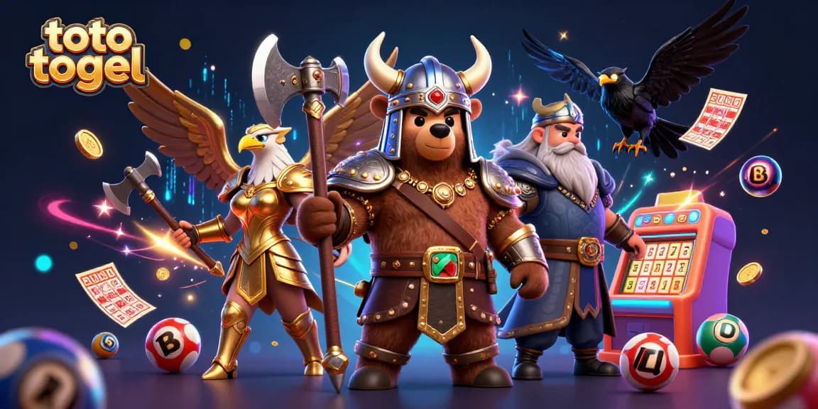 Engage with toto togel via vibrant 3D lottery-themed illustration showcasing dynamic game elements.