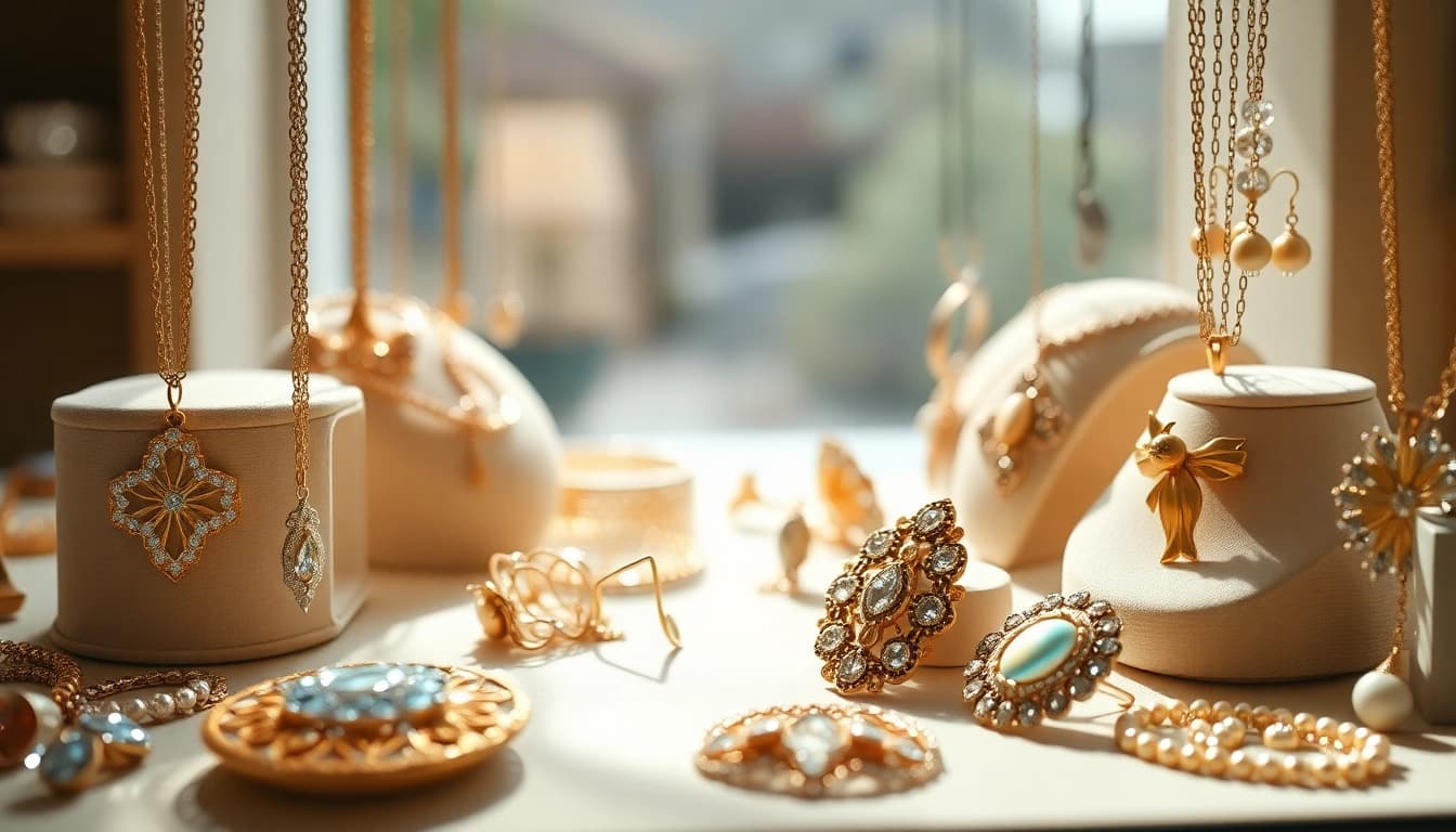 Highlighting unique jewelry pieces on https://valenciakey.es with a warm, elegant display.