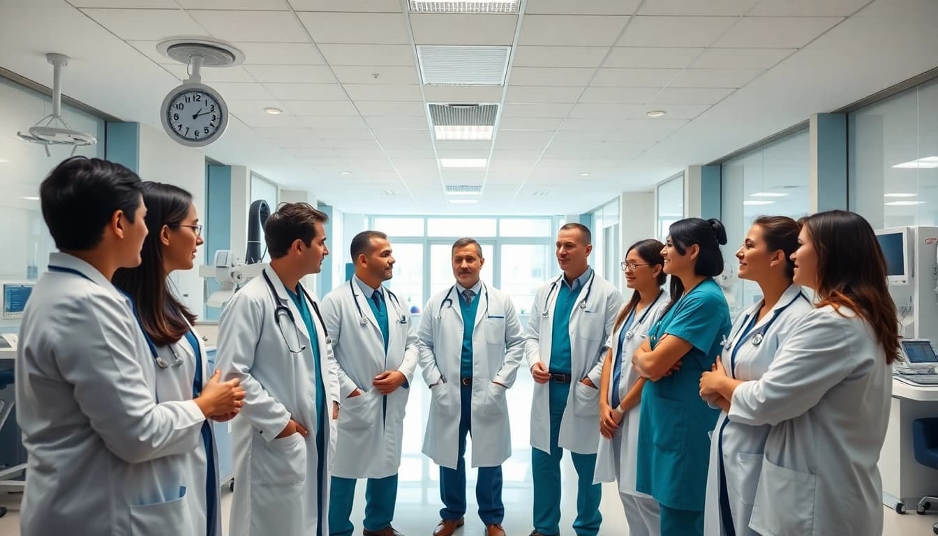 Les professionnels de la santé à cliniquedusoufflelepontet.fr collaborant dans un environnement médical moderne.