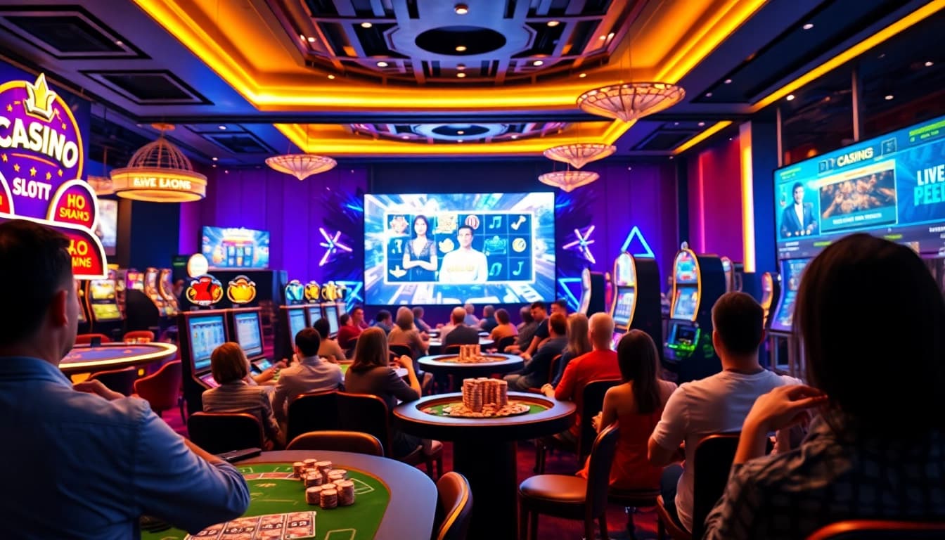 Play vibrant games at Online casino Uk showcasing diverse casino experiences with players enjoying games.