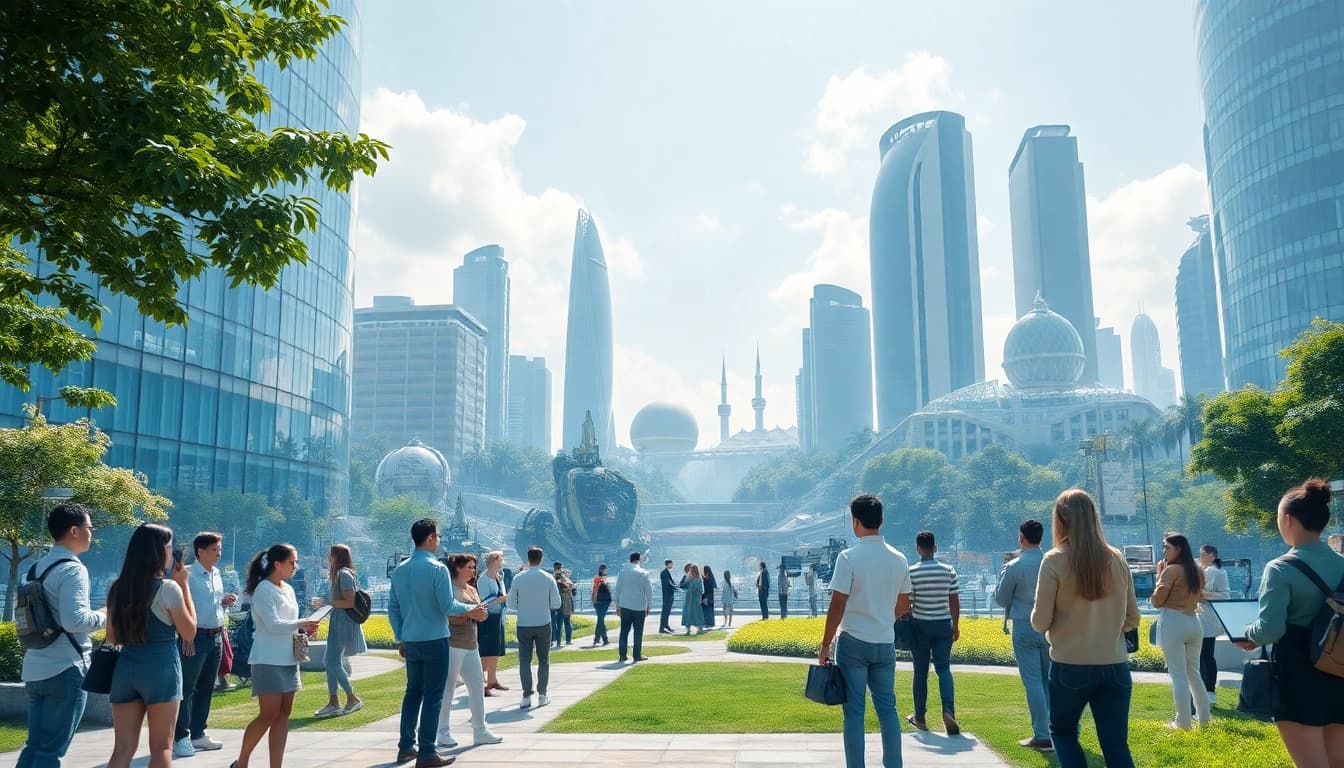Engaging view of Technology evolution, showcasing diverse individuals interacting with digital interfaces.