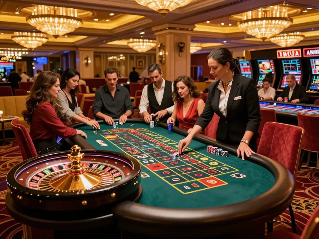 uu88 players engaging in roulette gameplay amidst an elegant casino ambiance.