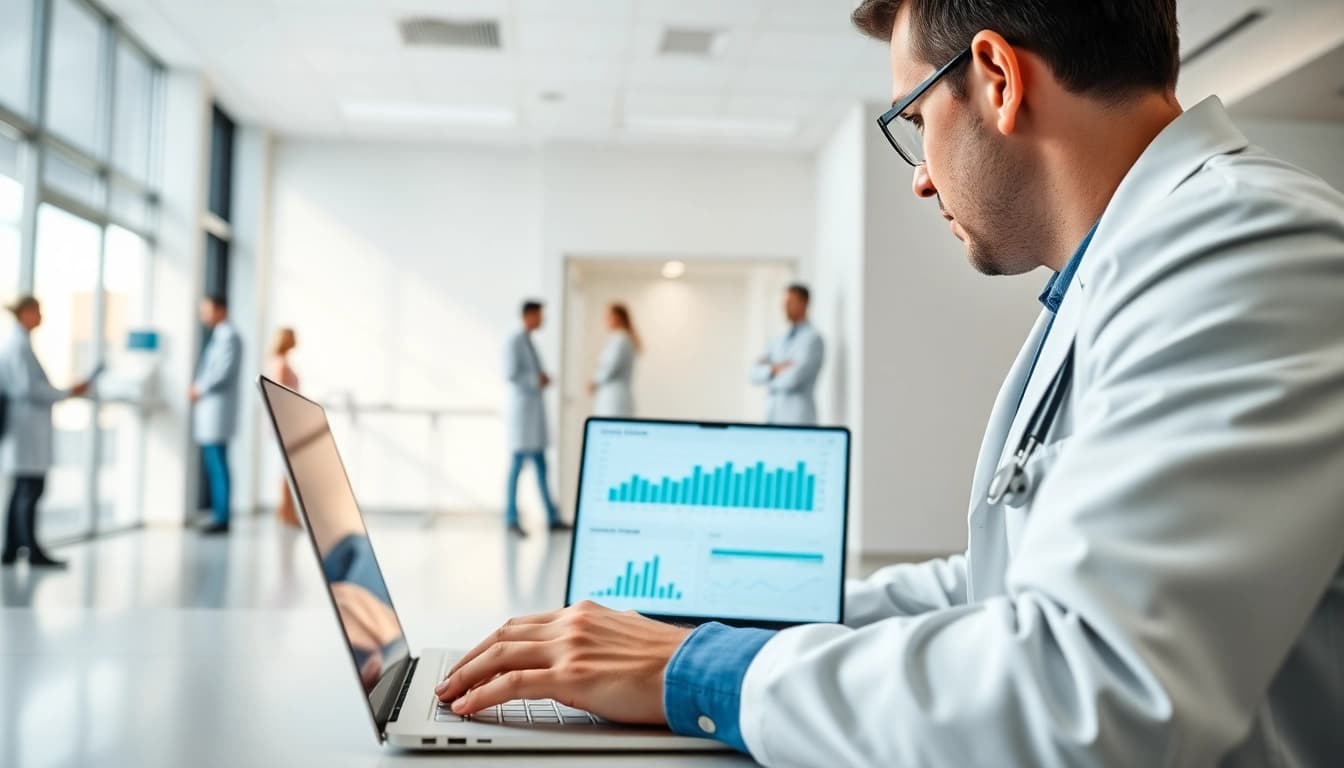 Optimizing seo für Ärzte durch digitale Marketingstrategien in einer modernen Klinik.