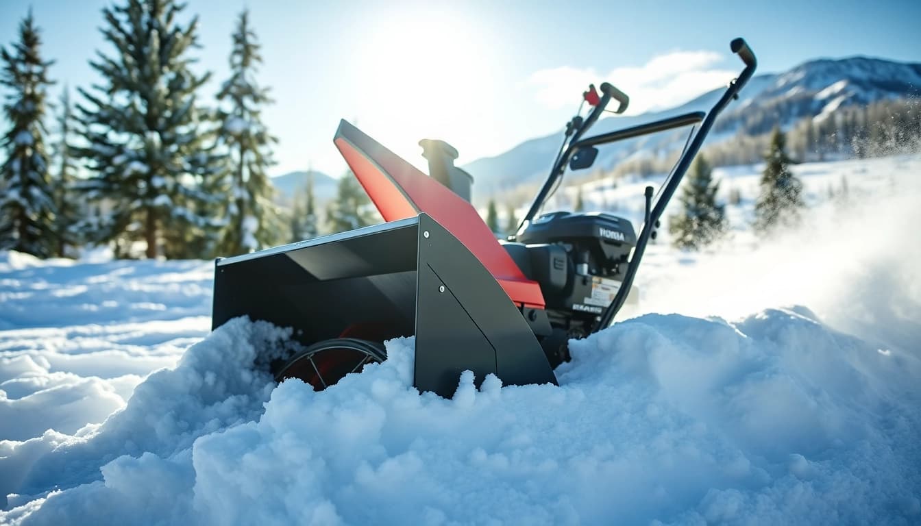 Effektiv Honda snøfres fjerner snø i vinterlandskapet.