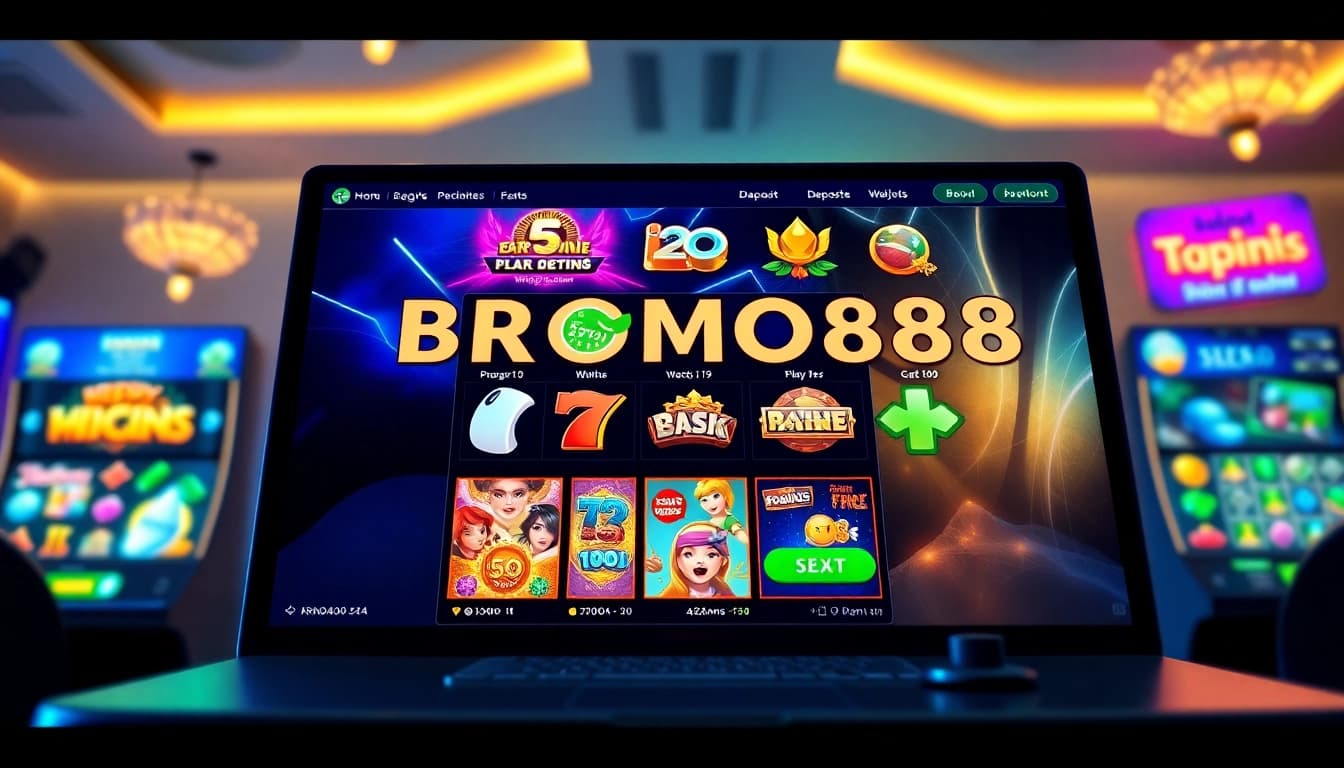 BROMO888 online gaming platform interface with engaging slot games and navigation tools
