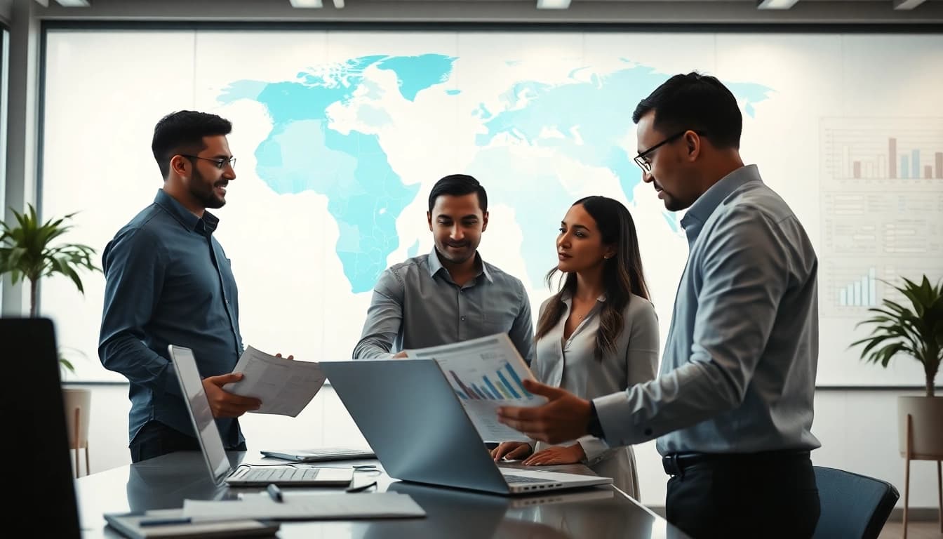 Analyze data insights at www.localscopeafrica.com with a professional research team in a modern office.
