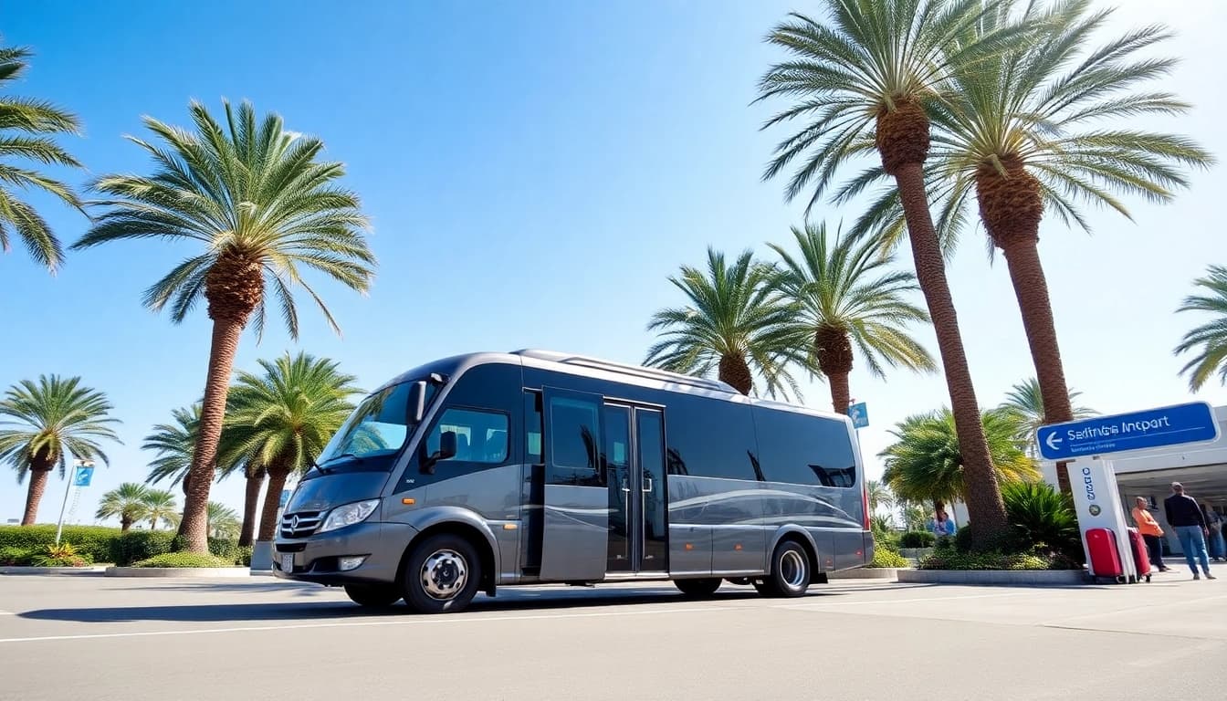 Navetta San Vito Aeroporto Palermo: autobus navetta pronto per i passeggeri all'Aeroporto di Palermo, evidenziando la comodità del viaggio.