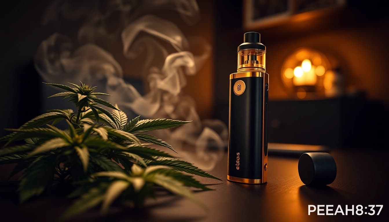 PECAH837-themed image showcasing the Exodus THC-A Disposable Vape with luxurious gold tones.