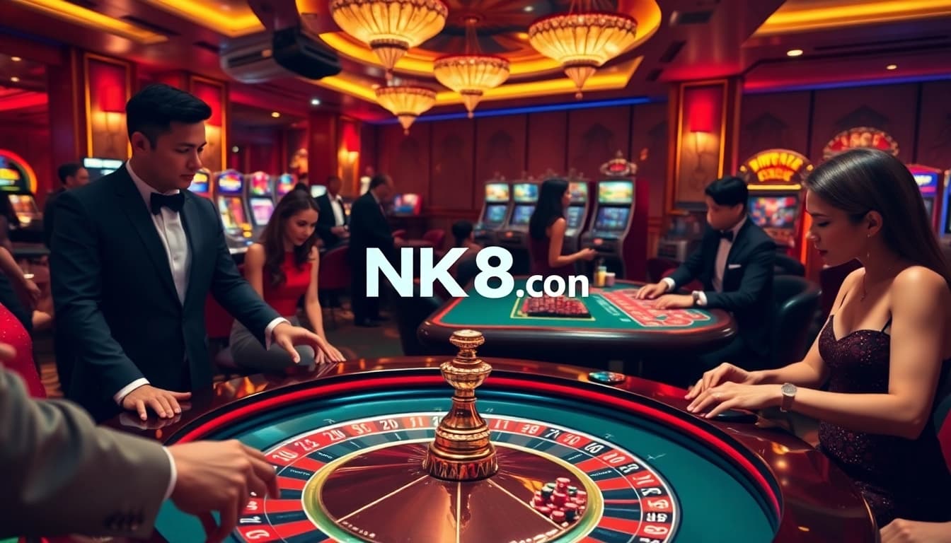 Join players at NK88.com as they try their luck at an exciting casino table surrounded by glamour.