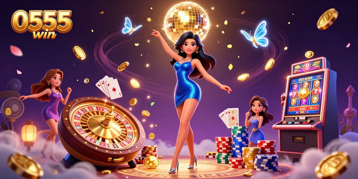 Experience the thrill at 0555win with stunning 3D visuals of casino excitement and winning moments.