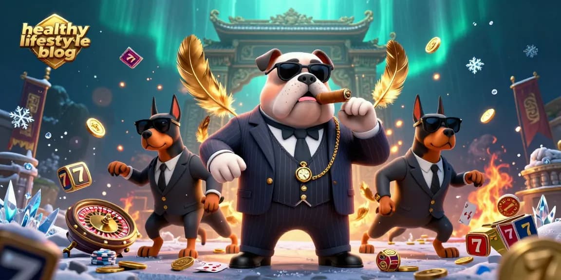 Engaging 3D cartoon scene depicting characters in a healthy lifestyle blog themed casino setting with dynamic gambling elements.