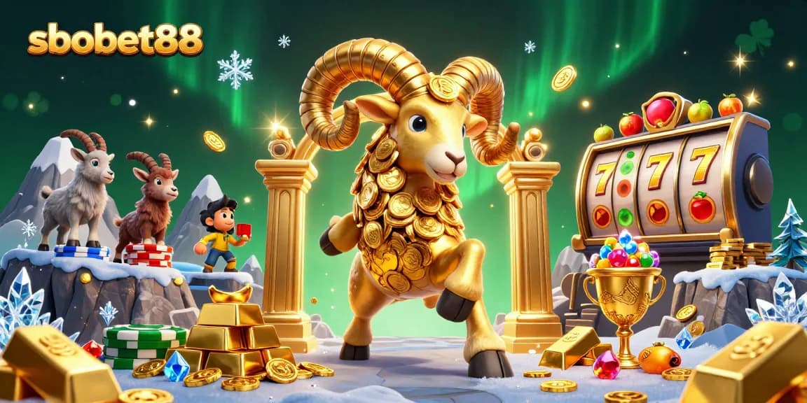 Spin the reels and win treasures with sbobet88 in this vibrant casino illustration.